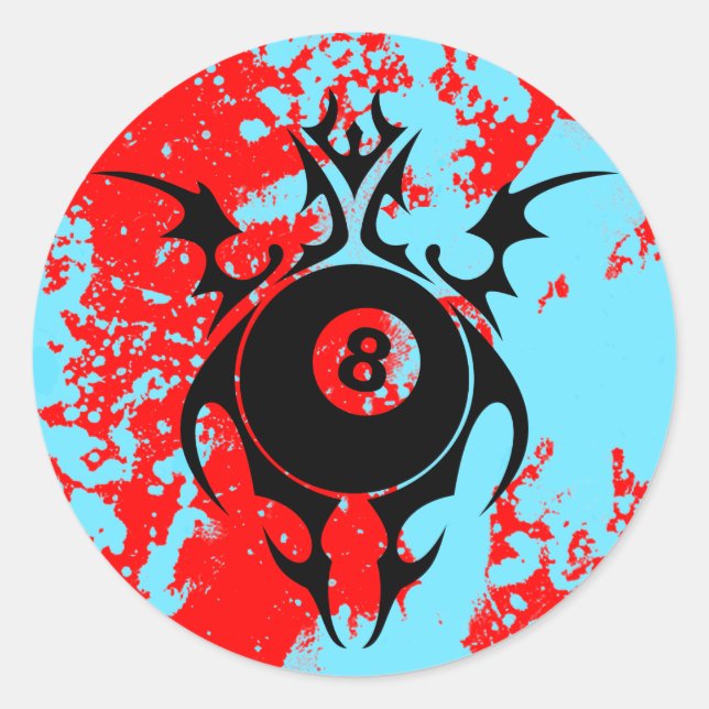 billiards. tribal. classic round sticker (Front)