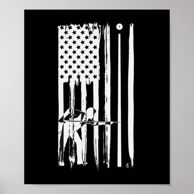 Billiards USA Flag Cue Sports Billiard Pool Poster (Front)