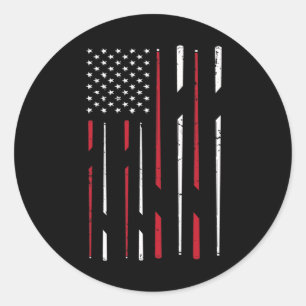 Billiards Usa Flag Snooker Cue Billiards Gift Snoo Classic Round Sticker