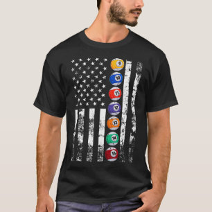 Billiards USA US American Flag T-Shirt