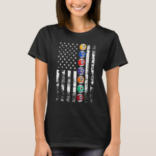 Billiards USA US American Flag T-Shirt