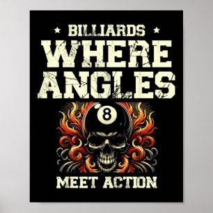 Billiards Where Angles Meet Action Billiard Cue Po Poster