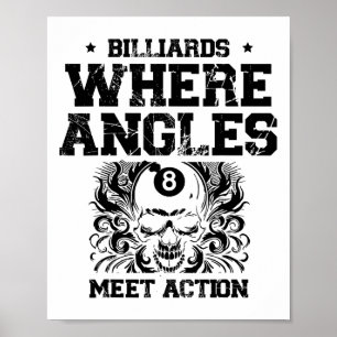 Billiards Where Angles Meet Action Billiard Cue Po Poster