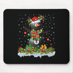 Billiards Xmas Lighting Funny Snowman Billiards Ch Mouse Mat