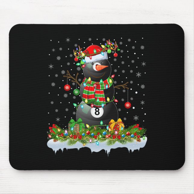 Billiards Xmas Lighting Funny Snowman Billiards Ch Mouse Mat (Front)