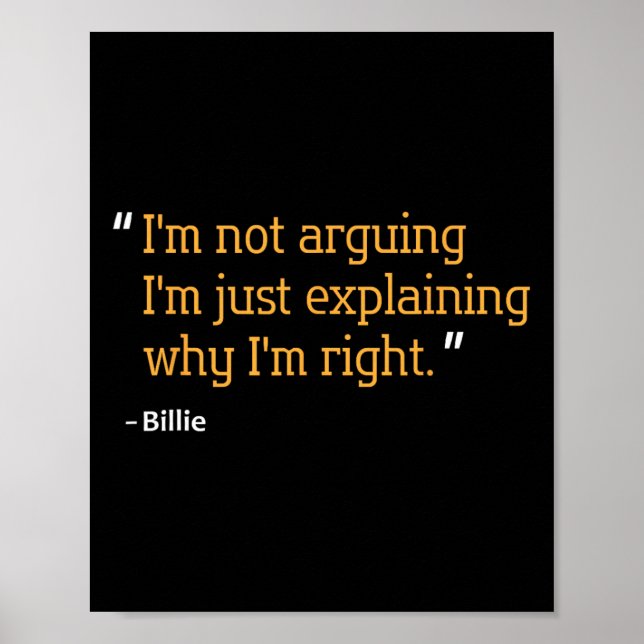 Billie Gift Quote Funny Birthday Personalised Name Poster (Front)