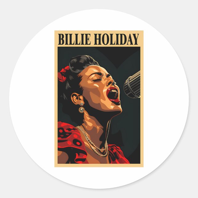 Billie Holiday Classic Round Sticker (Front)