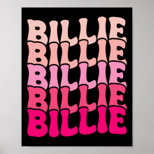 Billie Personalised Name I Love Billie Groovy 80's Poster