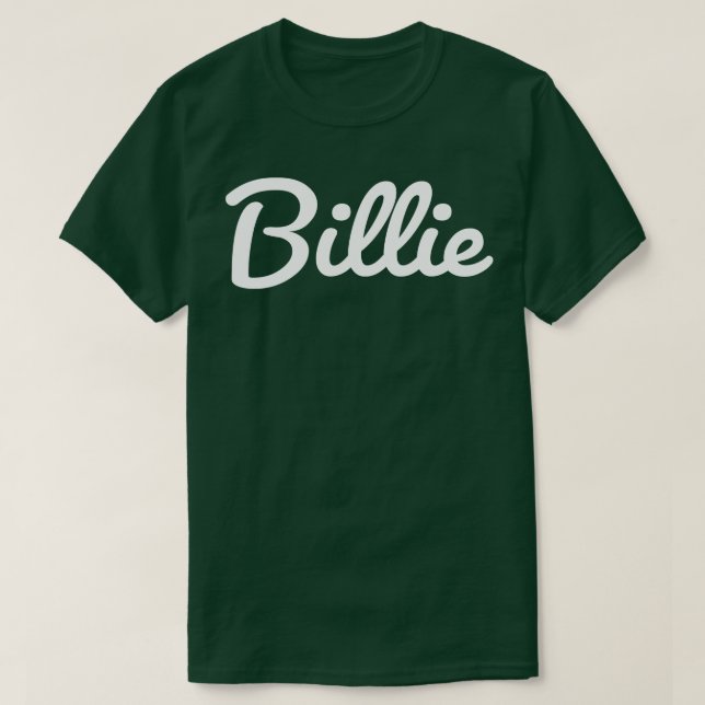 Billie Typography White Cursive Script T-Shirt (Design Front)