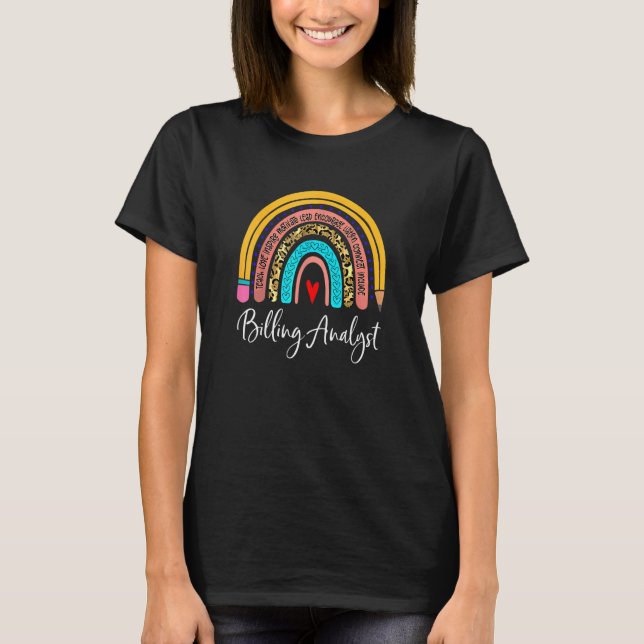 Billing Analyst Leopard Rainbow Accounting Back To T-Shirt (Front)