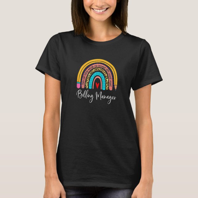 Billing Manager Leopard Rainbow Accounting Back To T-Shirt (Front)
