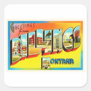Billings Montana MT Old Vintage Travel Souvenir Square Sticker