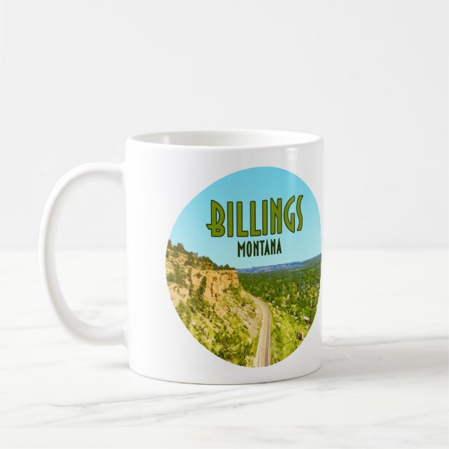 Billings Montana Rim Rocks Vintage Coffee Mug (Left)
