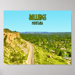 Billings Montana Rim Rocks Vintage Poster