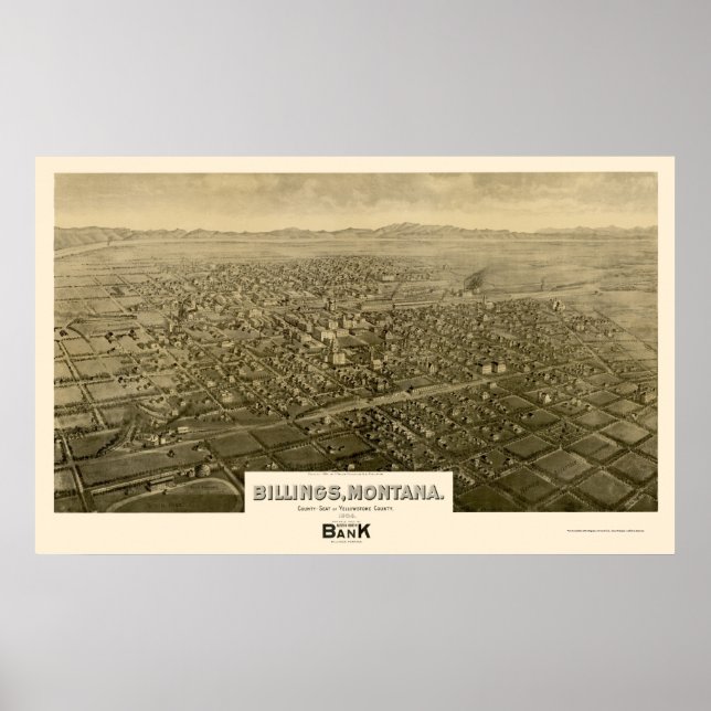 Billings, MT Panoramic Map - 1904 Poster (Front)