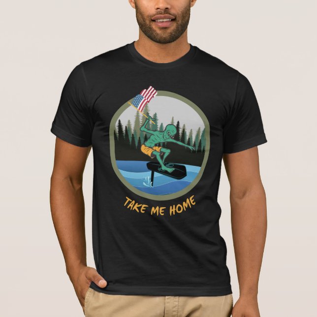 Billionaire Tech Mogul Alien Riding Hydrofoil T-Shirt (Front)