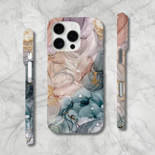 Billowy Swirls Mauve Blue Gold iPhone Case