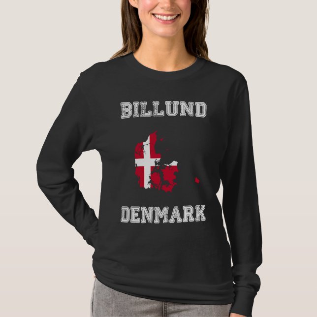 Billund Denmark Vintage Denmark Flag Map T-Shirt (Front)