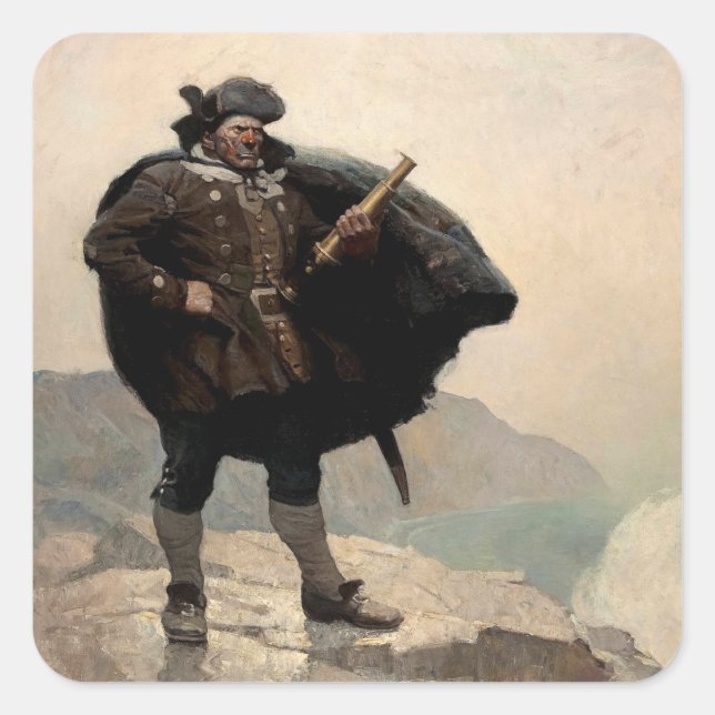 Billy Bones, Treasure Island by N. C. Wyeth Square Sticker (Front)