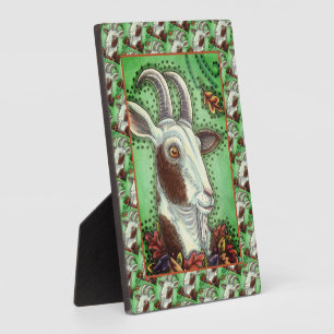BILLY GOAT AND AUTUMN LEAVES, THANKSGIVING FARM PLAQUE