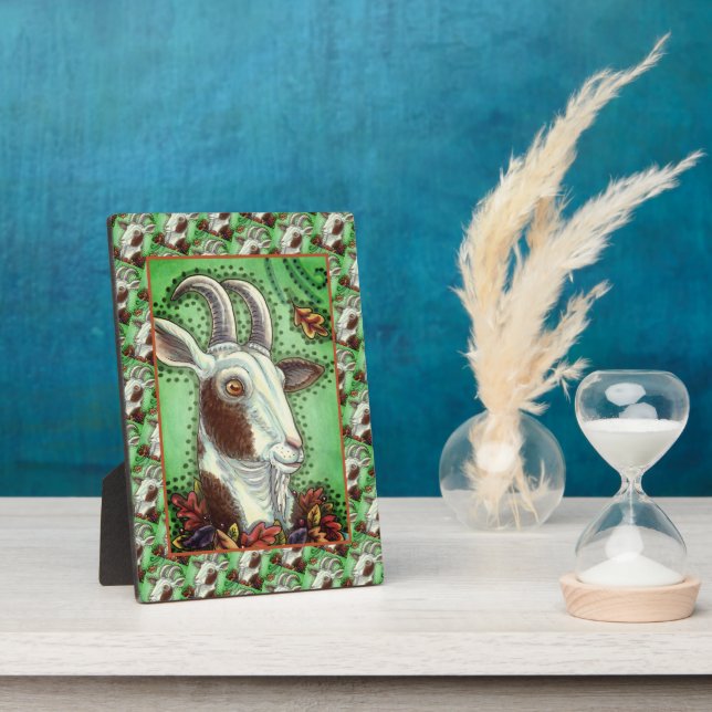 BILLY GOAT AND AUTUMN LEAVES, THANKSGIVING FARM PLAQUE (Side)