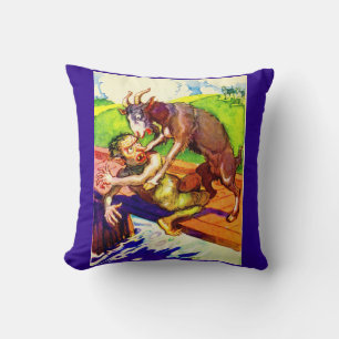 billy goat gruff and troll print cushion