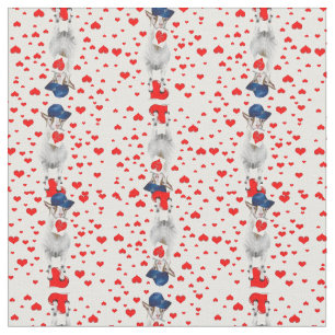 Billy Goat with Valentines and Red Hearts Fabric