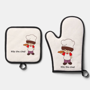 Billy the Chef Masterchef Print  Oven Mitt & Pot Holder Set