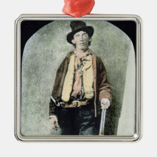 Billy the Kid (coloured engraving) Metal Tree Decoration