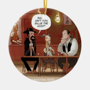 Billy The Kid? Funny Goat Cartoon Ceramic Tree Decoration