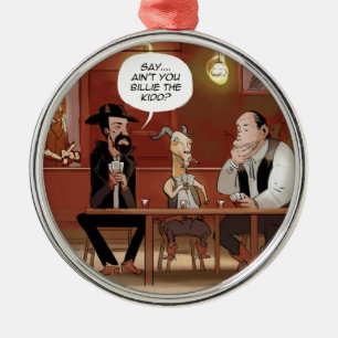 Billy The Kid? Funny Goat Cartoon Metal Tree Decoration