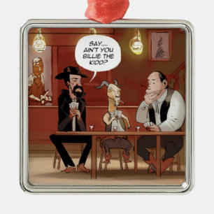 Billy The Kid? Funny Goat Cartoon Metal Tree Decoration