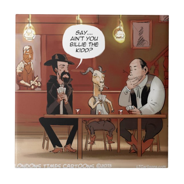 Billy The Kid? Funny Goat Cartoon Tile (Front)