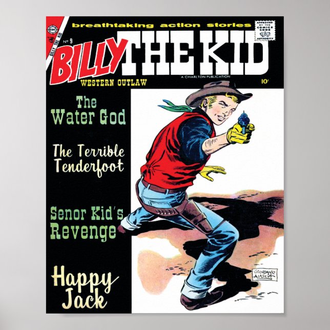 Billy the Kid Outlaw 🌟 Vintage Western Comic  Poster (Front)