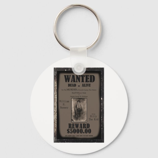 Billy The Kid Wanted Dead or Alive Poster Key Ring (Front)