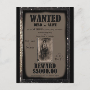 Billy The Kid Wanted Dead or Alive Poster Postcard