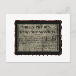 Billy The Kid Wanted Poster Postcard