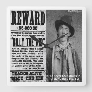 Billy The Kid Wanted Poster Wall Clock
