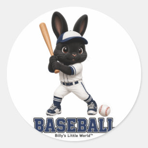 Billy the Rabbit Baseball Cute Sports Bunny Classic Round Sticker