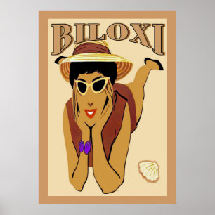 Biloxi, Lady on Beach Poster