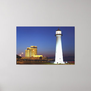 Biloxi Lighthouse On The Sound At Night Canvas Pri
