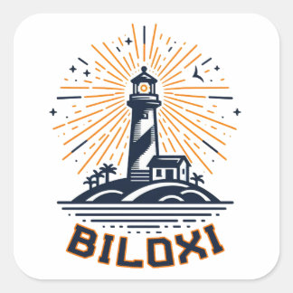 Biloxi Mississippi Lighthouse Sunrise Square Sticker