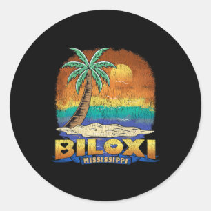 Biloxi Mississippi Vintage Distressed Souvenir  Classic Round Sticker