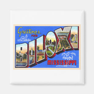 Biloxi Mississippi Vintage Large Letter Postcard Magnet