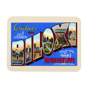 Biloxi Mississippi Vintage Large Letter Postcard Magnet