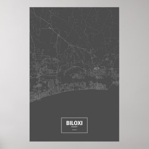 Biloxi, Mississippi (white on black) Poster