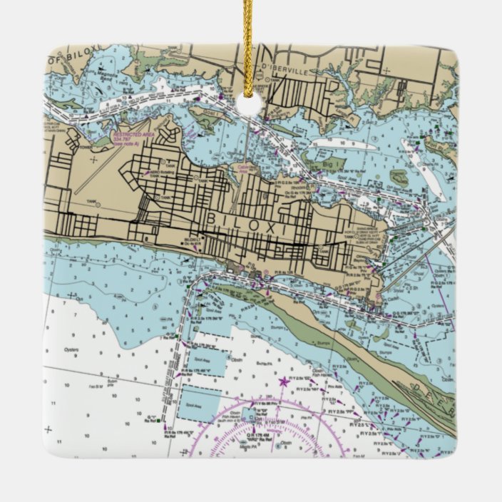 Biloxi MS Nautical Chart Ceramic Ornament Zazzle.co.uk