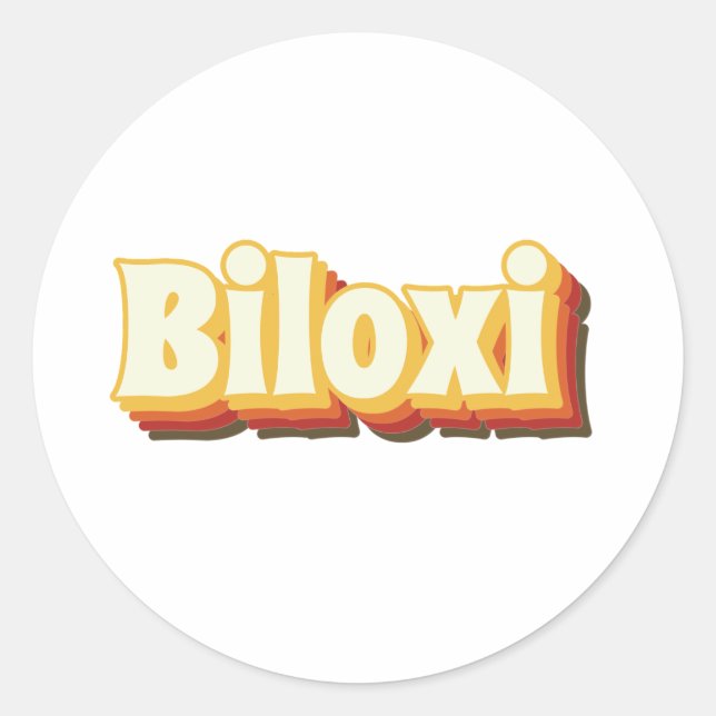 Biloxi Retro Vintage Text Classic Round Sticker (Front)