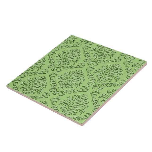 BILTMORE DAMASK in EMBOSSED GREEN Tile (Side)