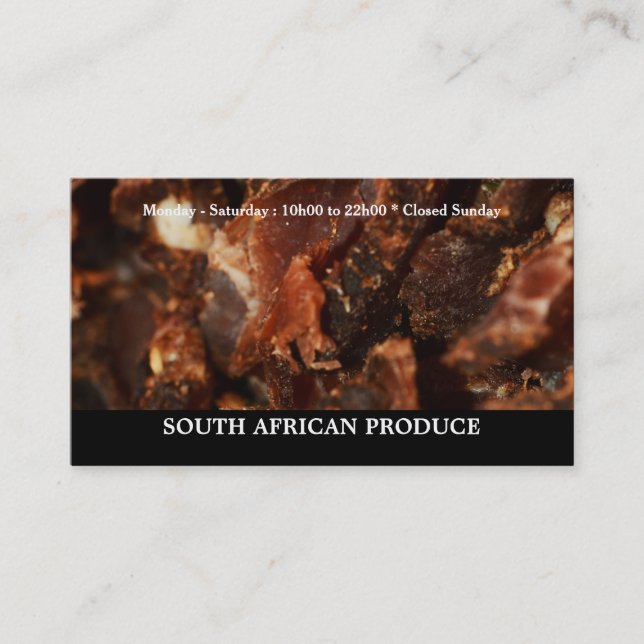 Biltong jerkey South African business Business Card (Front)